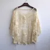 women's chiffon lace shirt Blusas fashion Loose Hollow Blouse Lace batwing sleeve Shirt Women Cardigan top 803J 37 210528