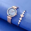 Watch jewelry set Luxury Creative Rose Gold Titanium with Ladies Quartz Necklace Women Bracelet Watches Gifts