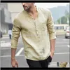 Casual Mens roupas vestuário entrega 2021 a cor pura linho folgue de manga curta botão bolso vintage homens camisas tops camisa masculin
