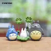 3pcs / set söt diy harts totoro docka landskap miniatyr figurer kawaii tecknad djur trädgård leksak barn gåvor 211108