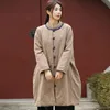 Johnature Autunno Inverno Per Il Tempo Libero Patchwork Piastra Fibbia Caldo Parka Spessa Confortevole All-fiammifero Donna 4 Colori Cappotto Lungo 210521