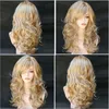 2021 donne donne parrucche sintetiche multicolore medio lungo capelli ricci capelli chimici fibra copricapo allentato onda fascia ragazza parrucca