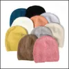 Beanie/Skl Caps Hats & Hats, Scarves Gloves Fashion Accessories Visr10 Colors Solid Color Rabbit Fur Winter Beaniesfor Woman Long Hair Warm