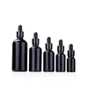 Shiny Black Glass Essential Oil Dropper Bottles 5-100ml Refillable Makeup Sample Cosmetic Glass Storage Container