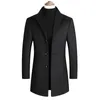 Men Wool Blends Coats Autumn Winter Solid Color High Quality Jacket Luxurious Brand Clothing