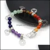 Bracelets Jewelry Bangle 18Cm Natural Stone Seven Chakras Bracelet Charms Amethysts Rose Quartzs Beads For Women Jewerly Gift Size 8Mm Drop