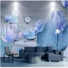 3D壁紙3Dimensional Relief Lotus Pond Moonlight Living Room背景壁飾り塗装2753065