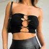 Kobiety Wrap Chest Tube Topy Party Club Lae Up Hollow Out Slim Fit Crop Top Stylowe Seksowne Ladies Backlvest Fashion Clubwear X0507