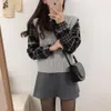 solid loose sleeveless sweater spring autumn Women's vest fashionable knitted v neck joker wool 210423