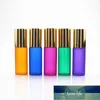 5pcs/pack 5ml Glass Roll on Bottle with Stainless Steel Ball Perfume Roller Essential Oil Sample Test Vials