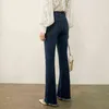 Minimalizm Jesienne damskie dżinsy Moda Wysoka talia Bell-Dailed Spodnie Single-Breasted Causal Kobiet 12030560 210527