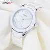 Women's Costume dress Fashion watch ceramic case Luxury waterproof watches Ladies White Strap wristwatch girl Nice clock175b