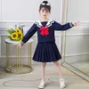 Girls School Clothes Big Bow Children per patchwork Teenage Kids Tracksuit 210528