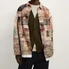 Sleeve Mens Abstract Long Jacket Lapel Cardigan Coat with Different Print Patterns Fashionable Str UQU7