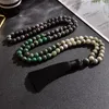 Pendanthalsband 8mm Natural African Turquoise Labradorite Lucky Jade Pärlade halsbandsmycken Set 108 Mala Meditation Bön Rosa7120318