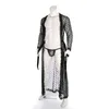 Herren-Nachtwäsche, sexy lange Robe, transparente Spitze, Strickjacke, Bademantel, einteiliger Lungewear-Nachtwäsche mit T-Rücken-Gürtel, Herren299z