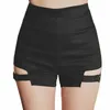 Shorts femininos verão apertado magro ligeira punk hollow out sexy vintage elástico preto cintura alta para garotas góticas