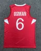 カスタム中国CEDI OSMAN＃6チームTürkiyeトルコバスケットボールジャージーレッドサイズS-4XL任意の名前と数字最高品質ジャージ