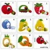 Anneau de dentition de fruits en gel de silice naturel pour accessoires de soins de santé pour bébés Jouets d'exercice pour bébés