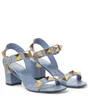 Sapatos femininos designer de luxo Brand Sandals Summer Summer Sofisticated Fashion Aberto dos dedos de couro salto romano Roman Stud 60mm com B1366739
