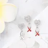 Fit Pandora Charm Bilezik Avrupa Meme Kanseri Uyarılık Spacer Dangle Gümüş Kristal Charms Boncuk Kadınlar Için DIY Yılan Zincir Kolye Kolye Takı