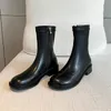 Bottes femme automne et hiver 2021 chaussures à talons hauts talon épais net rouge mince court en sud-coréen