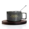 Kaffeetasse im europäischen und amerikanischen Stil mit Geschirrlöffel-Set, Haushalts-Trinkutensilien, Keramik, Fassungsvermögen 110 ml