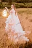 V Neck Tulle Prom Dresses with Wrap Maternity Robes For Photo Shoot Long Ruffles Bridal Pregnancy Dress Gowns Plus Size