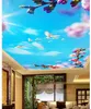Costumi personalizzati Soffitti 3D Pesca Blossom Blue Sky Soffitto del soffitto del soffitto del soffitto 3D Sfondo murales del soffitto