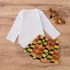 Barnkläder Satser Girls African Style Outfits Infant Love Toppar + Kjolar + Bow 3pcs / Sats Sommar Mode Baby Kläder