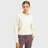 L-03 Women's Top Yoga Outfits Short Pullover Sweater Loose Leisure Fitness Running Sports Coat Gym Clothes Shirt