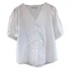 Летний твердый слойки с коротким рукавом рубашка женская блузка Все матч женские фиолетовые вершины корейской моды CamiSas Mujer 210514