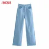 Tangada Mode Femmes Candy Couleur Vert Denim Jeans Pantalon Long Pantalon Poches Boutons Pantalon Femme 4M156 210616