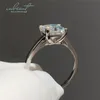 Bagues de grappe Inbeaut Argent 925 Excellente coupe 1 Ct D Test de diamant de couleur Pass Sparkling Square Moissanite Ring Classic 4 Claw Princess