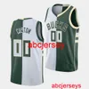 Stitched Khris Middleton #22 Split Association Icon White Green Jersey Lägg till valfritt namnnummer