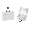 Present wrap 50pcslot whiteBlack Kraft Paper Box Childrens Shoe Portable Case Women Men 4 Size Custom LOGO69026102022160