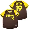 19 Tony Gwynn Jersey 31 Dave Winfield 51 Trevor Hoffman Vintage 1946 1978 1982 Beyzbol Eve Uzakta Yeşil Kahverengi Gri Beyaz Kazak Düğmesi