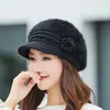 Sıcak Kız Kış Sonbahar Bere Şapka Kadınlar Için Yün Örme Anne Tavşan Kürk Katı Moda Bayan Kap Güz Kadın 211228