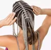 Lüks Gelin Kafa Bandı Rhinestone Uzun Püskül Saç Zinciri Aksesuarları Kadınlar için Kristal Çok İpli Baş Zinciri Saç Takı270D