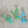 Glöd i mörkret 7,5 "Assemble Hookahs Silikonvattenrör Duschhuvud Percolator med 4mm kvarts Banger Glass Bubbler Silicon Dab Rig