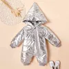 Sonbahar ve Kış Bebek Unisex Giysileri Için Şık Katı Rüzgar Geçirmez Kapüşonlu Renkli Tulum 210528