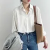 Vintage Blouse Femmes Automne Chemise à manches longues Femmes Style coréen Lâche Casual Blanc Tops Solide Élégant Blusas All Match 11354 210528