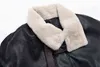 Frauen Luxus Winter Dicke Warme Jacke Mantel Chic Schwarz Faux Leder Mantel Kaninchen Pelz Futter Jacken Gürtel Taschen Mäntel 211216