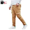 Mężczyźni Plus Rozmiar Spodnie Cargo Tłuszcz Sprzedaż Rozrywka Elastyczny Talia Wysoki Mężczyzna Jogger Baggy Loose Slim Leg Blue Khaki Duży rozmiar 42 44 210518