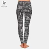 Letsfind Push Up Leggings Peint à la main Café Lait Soie Impression Femmes Taille Haute Taille Plus Taille Sexy Noir Fitness Pantalon 210925