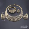 Mulheres Africano Dubai Jóias Conjuntos de Ouro Bridal Rhinestone Cristal Bracelete Brincos De Casamento Partido Colar Anel Jewellry Set
