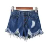 Jocoo Jolee High Waist Ripped Tassel Denim Shorts Vintage Harajuku Sexig Jean Shorts Casual Summer Button Fly Short Jeans 210619