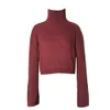 Foridol turtleneck knitted sweater pullover casual oversized cropped sweater jumper autumn winter red long sleeve sweater 210415