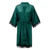 Satin Short Kimono Bridesmaids Lingerie Robes Luxury Female Bathrobes Ladies Sleepwear Dressing Gown 210831