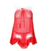 Rendas Malha Perspectiva Vermelho Vestido de Natal Mulheres T-Calças Noturna Sexy Temptation Sexy Underwear 211203